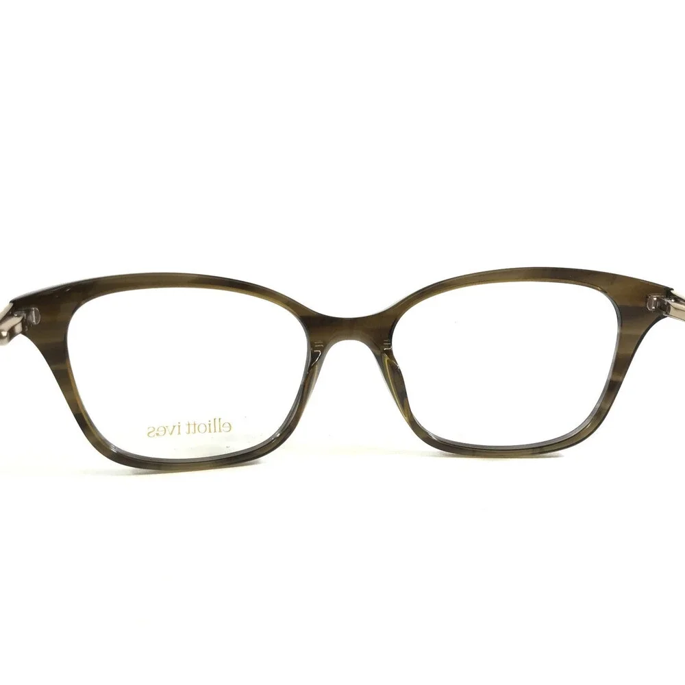 Elliott Ives Eyeglasses Frames Lobelia HI Brown Horn Gold Cat Eye 51-17-135